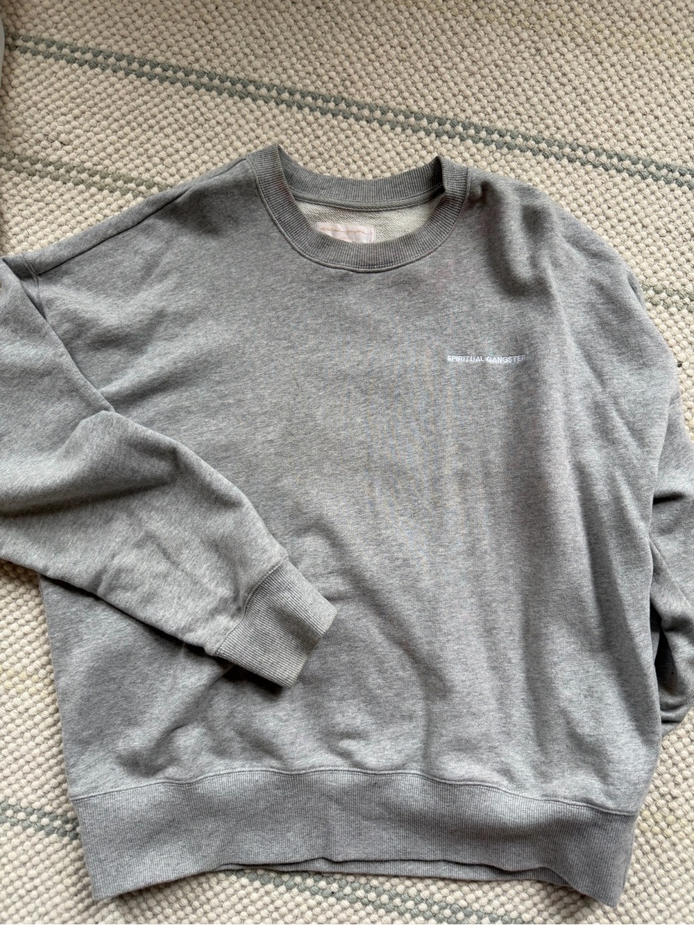 Spiritual Gangster Gratitude Women’s Grey Crewneck Sweatshirt, Size L